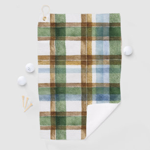 Green Brown Blue Plaid Stripes Golf Towel