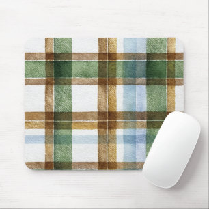Green Brown Blue Plaid Stripes Mouse Mat