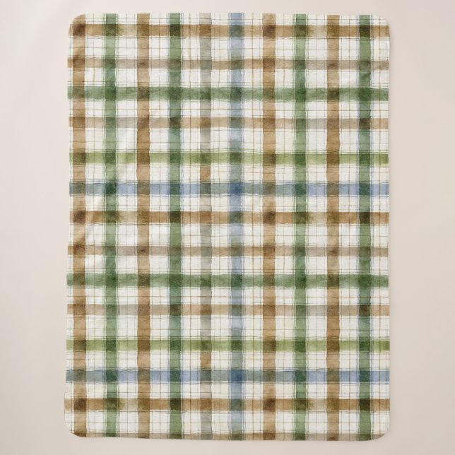 Green Brown Blue Stripes  Sherpa Blanket (Front)