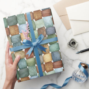 Green Brown Blue Yellow Squares Birthday Wrapping Paper