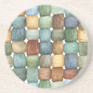 Green Brown Blue Yellow Squares   Coaster