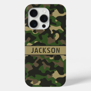 Green Brown Camouflage Personalised iPhone 15 Pro Case