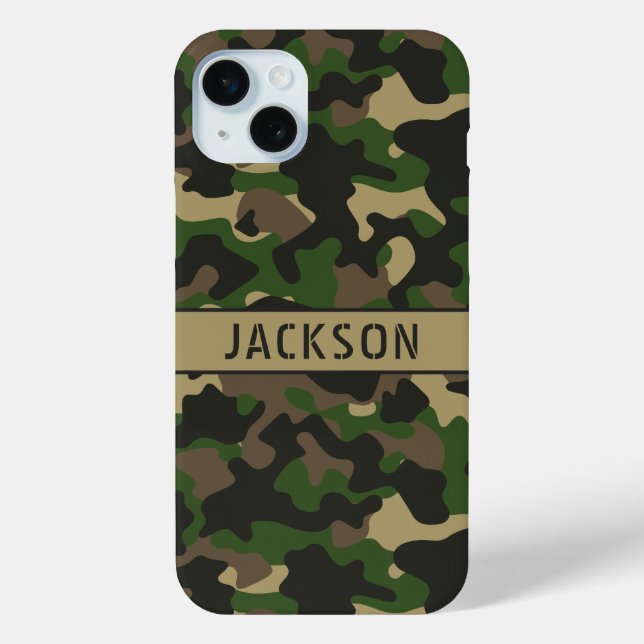 Green Brown Camouflage Personalized Case-Mate iPhone Case (Back)
