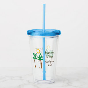 Green brown coconut tree summer vibes add your tex acrylic tumbler