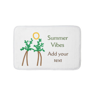 Green brown coconut tree summer vibes add your tex bath mat