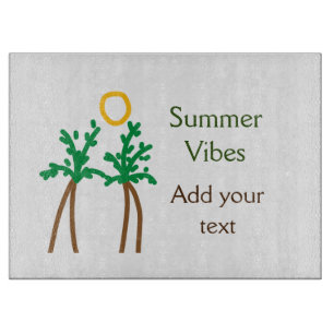 Green brown coconut tree summer vibes add your tex cutting board