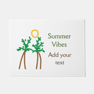 Green brown coconut tree summer vibes add your tex doormat