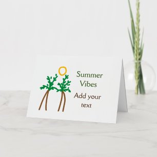 Green brown coconut tree summer vibes add your tex foil holiday card
