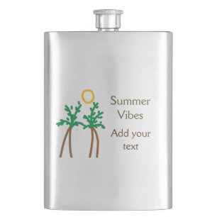 Green brown coconut tree summer vibes add your tex hip flask