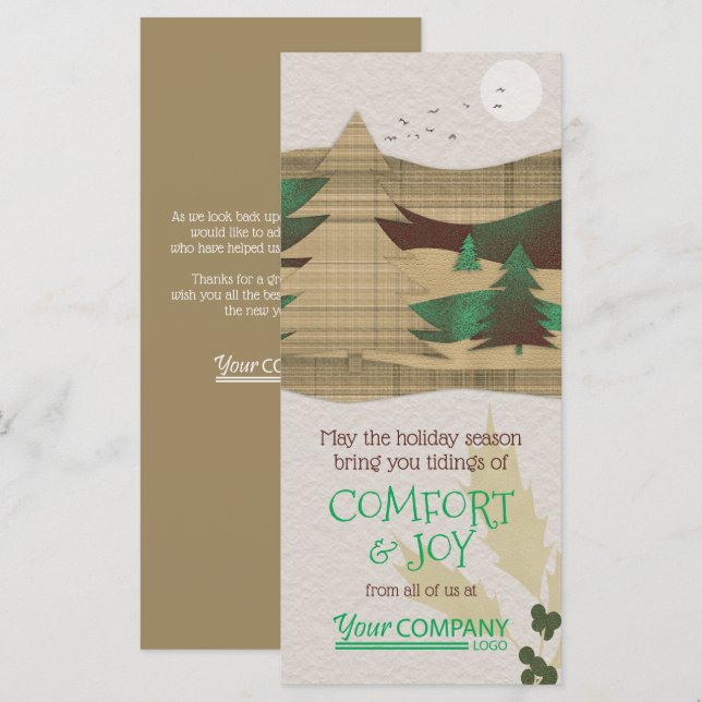 Green, Brown Company Christmas Holiday Cards (Front/Back)