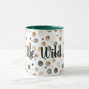 Green Brown Cream Black Dots Be Wild Mug