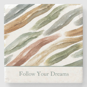 Green Brown Cream Streaks Stone Coaster