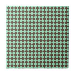 Green Brown Diamond Chequered Pattern Tile