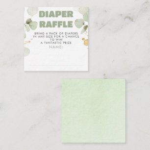 Green Brown Diaper Raffle Baby Shower Tickets Enclosure Card