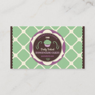 Green Brown Geometric Cupcake Chef Business Card
