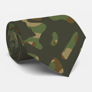 Green Brown Khaki Military Nature Camouflage Tie