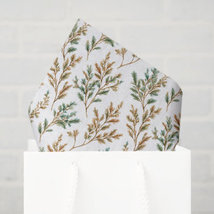 Green Brown Leaves Birthday Tissue Paper