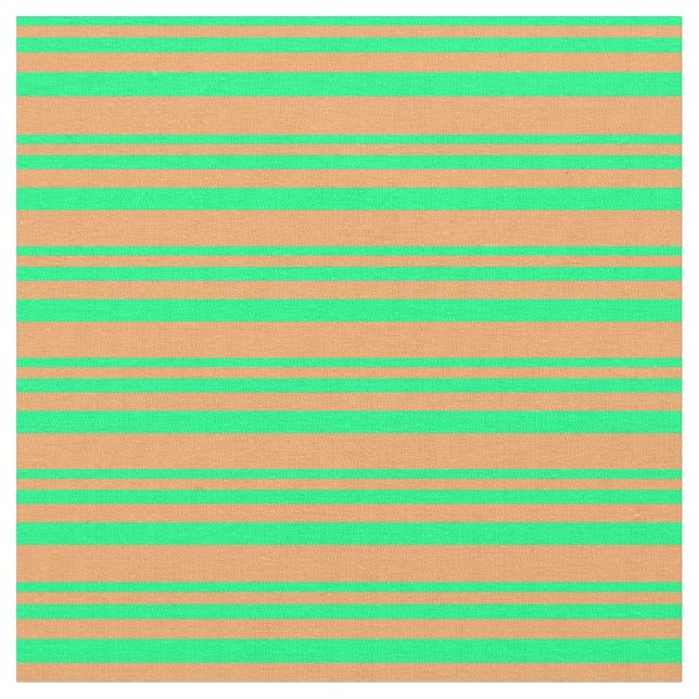 Green & Brown Lined/Striped Pattern Fabric (Close Up)