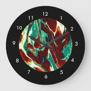 Green Brown Marble Custom Round (Large) Wall Clock