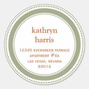 Green brown medallion modern circle address label
