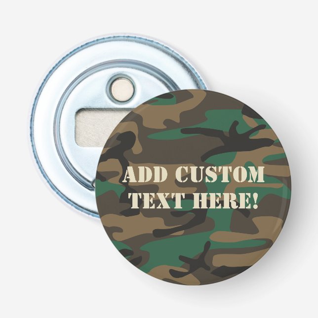 Green Brown Military Camo Camouflage Bottle Opener (Front)