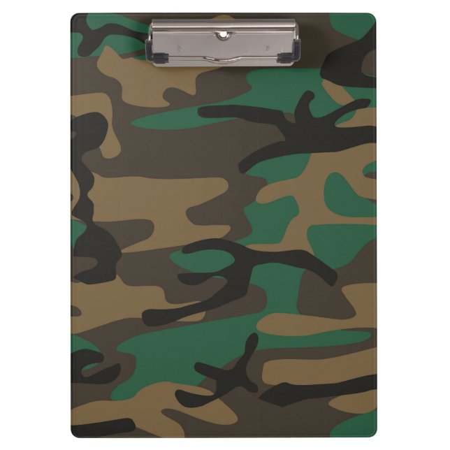 Green Brown Military Camo Camouflage Clipboard (Front)