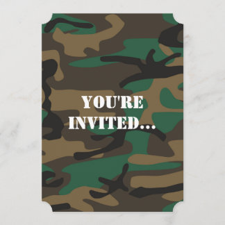 Green Brown Military Camo Camouflage Invitation