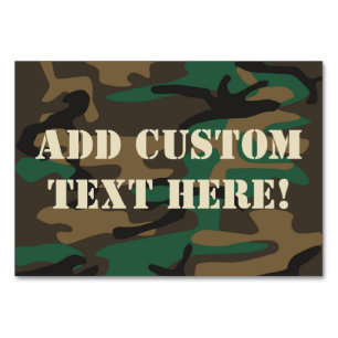 Green Brown Military Camo Camouflage Table Number