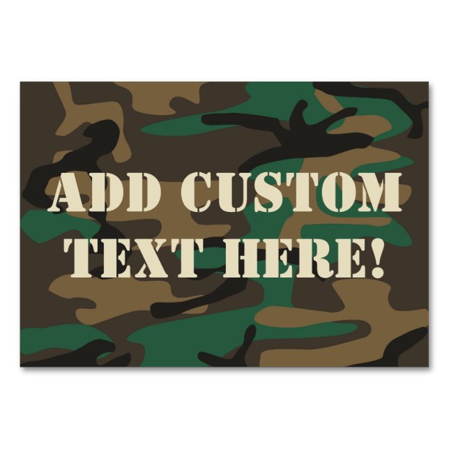 Green Brown Military Camo Camouflage Table Number (Back)