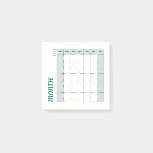 Green & Brown Minimalistic Monthly Planner 2025 Post-it Notes
