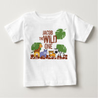 Green Brown Name Safari WILD ONE 1st Birthday