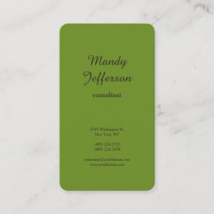 Green Brown Olive Modern Minimalist Professional Business Card