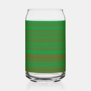 Green Brown Striped Can Glass