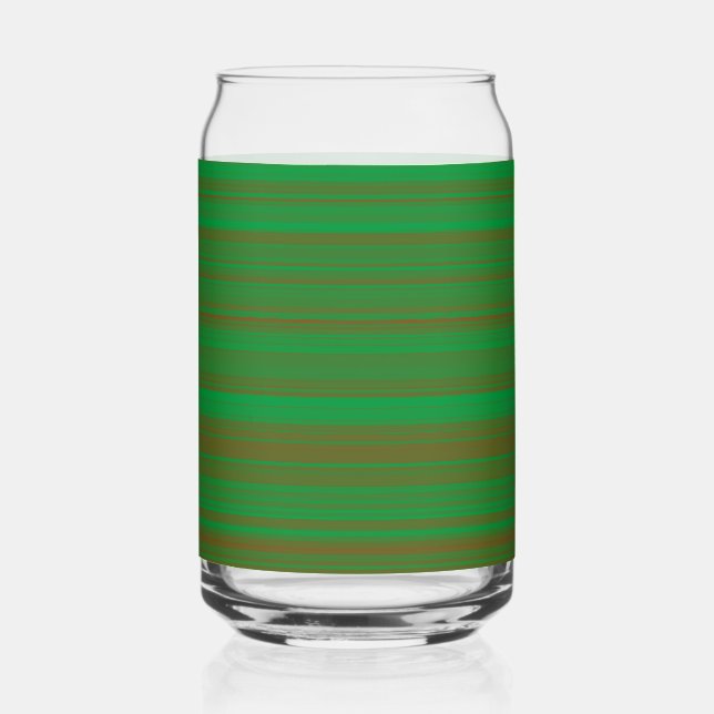 Green Brown Striped Can Glass (Front)
