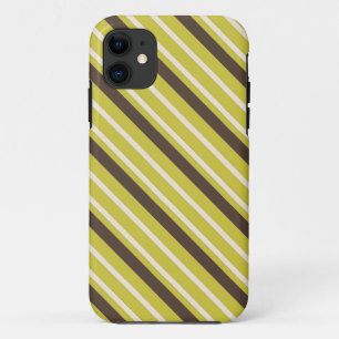 Green Brown Striped Pattern iPhone 11 Case