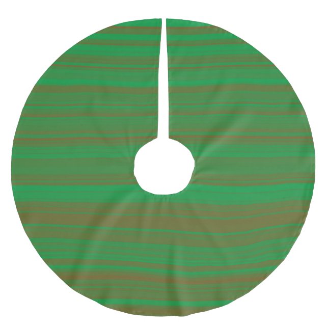 Green Brown Stripes Brushed Polyester Tree Skirt (Front)