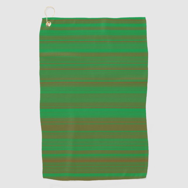 Green Brown Stripes Golf Towel (Front)