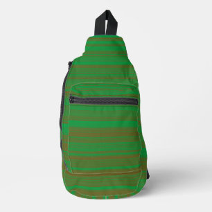 Green Brown Stripes Sling Bag
