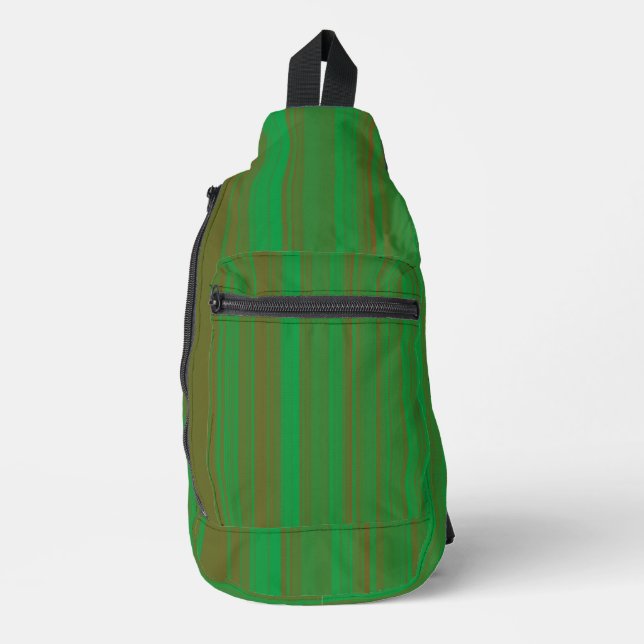 Green Brown Stripes Sling Bag (Front)