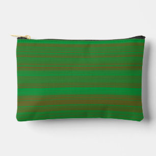 Green Brown Stripes Small Accessory Pouch