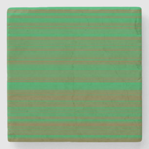 Green Brown Stripes Stone Coaster