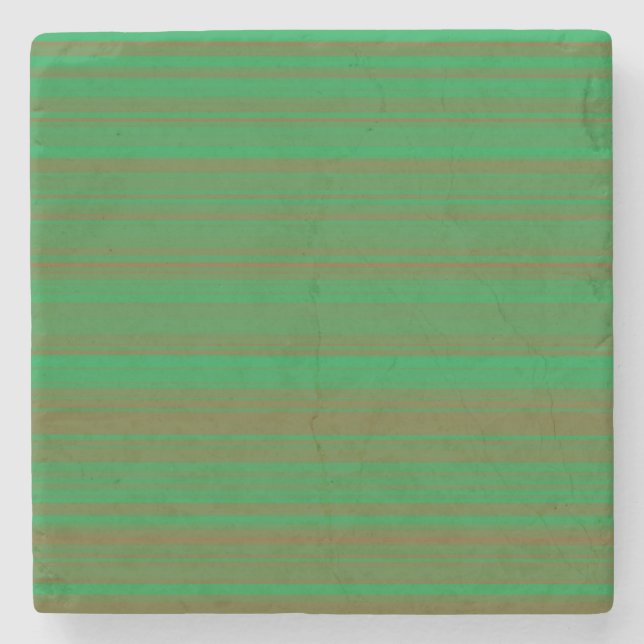 Green Brown Stripes Stone Coaster (Front)