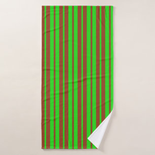 Green Brown Stylish Stripes Pattern Design Bath Towel