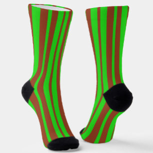 Green Brown Stylish Stripes Pattern Design  Socks
