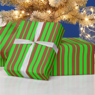 Green Brown Stylish Stripes Pattern Design Wrapping Paper