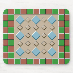 Green & Brown Tiles Pattern Mouse Mat