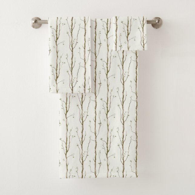 Green Brown Trees   Bath Towel Set (Insitu)