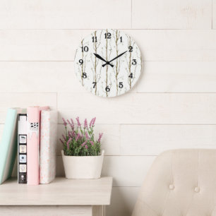 Green Brown Trees Large Clock