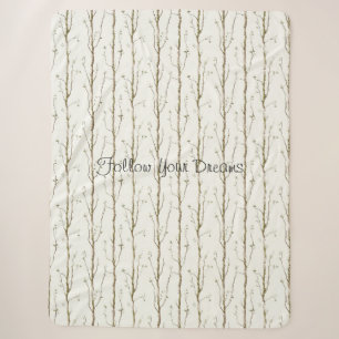 Green Brown Trees Sherpa Blanket