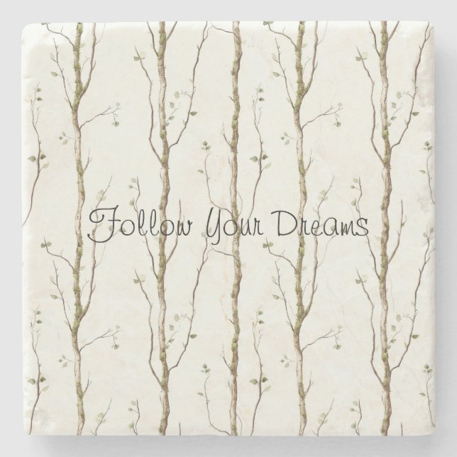 Green Brown Trees   Stone Coaster (Front)